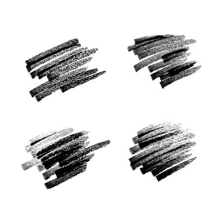 Scribble with a black marker. Set of four doodle style various scribbles. Black hand drawn design elements on white background. Vector illustrationのイラスト素材