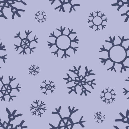 Seamless background of hand drawn snowflakes. Christmas and New Year decoration elements. Vector illustration.のイラスト素材