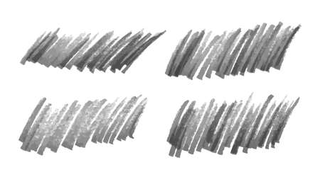 Scribble with a black marker. Set of four doodle style various scribbles. Black hand drawn design elements on white background. Vector illustrationのイラスト素材