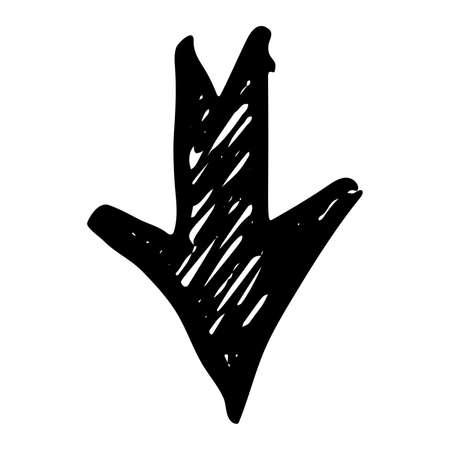 Black hand drawn arrow. Sketch of doodle arrow isolated on white background. Vector illustration.のイラスト素材