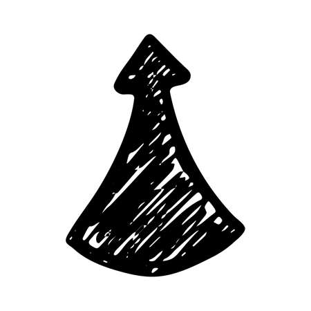 Black hand drawn arrow. Sketch of doodle arrow isolated on white background. Vector illustration.のイラスト素材