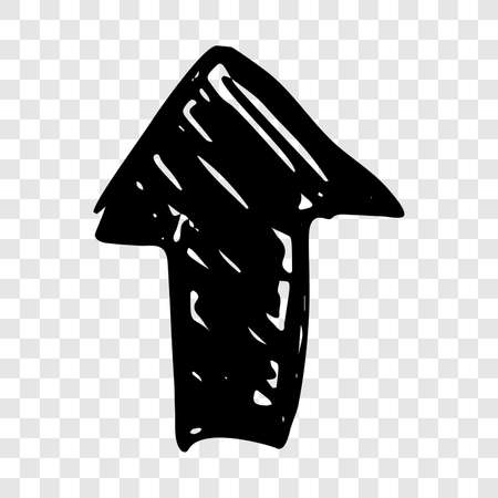 Black hand drawn arrow. Sketch of doodle arrow isolated on transparent background. Vector illustration.のイラスト素材