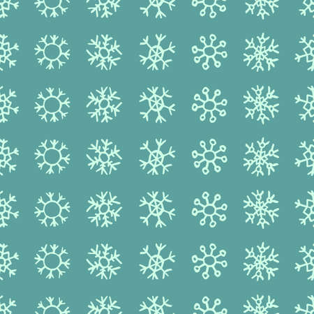 Seamless background of hand drawn snowflakes. Christmas and New Year decoration elements.のイラスト素材