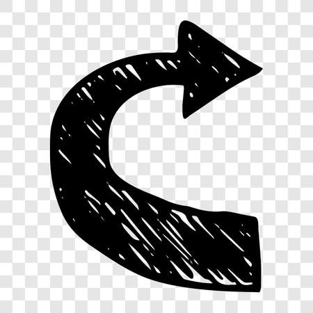 Black hand drawn arrow. Sketch of doodle arrow isolated on transparent background. Vector illustration.のイラスト素材