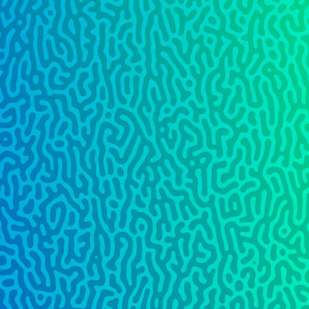 Turquoise Turing reaction gradient background. Abstract diffusion pattern with chaotic shapes. Vector illustration.のイラスト素材