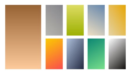 Set of nine colorful gradient backgrounds. Collection of gradients for smartphones screen and mobile apps. Vector illustration.のイラスト素材