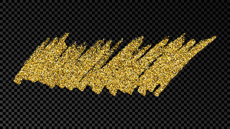 Hand drawn ink spot in gold glitter. Gold ink spot with sparkles isolated on dark transparent background. Vector illustrationのイラスト素材