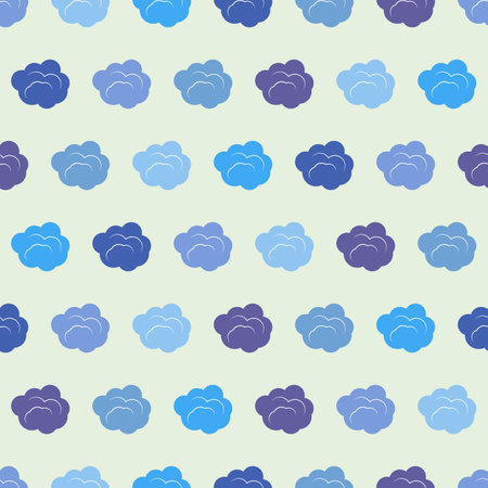 Seamless pattern with clouds on blue sky. Cute endless cloudscape. Vector illustration.のイラスト素材