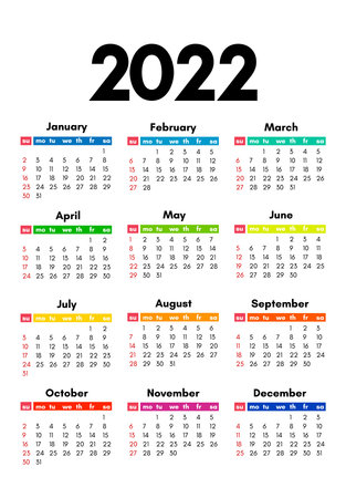 Set of four calendars for 2022 isolated on a white background. Sunday to Monday, business template. Vector illustrationのイラスト素材