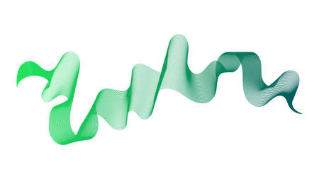 Abstract backdrop with green wave gradient lines on white background. Modern technology background,...