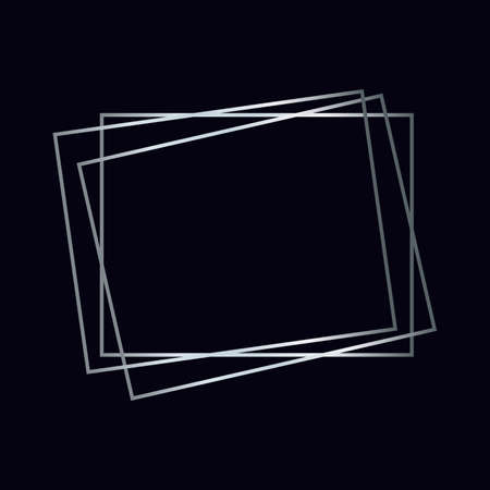 Silver geometric polygonal frame with shining effects isolated on dark background. Empty glowing art deco backdrop. Vector illustration.のイラスト素材