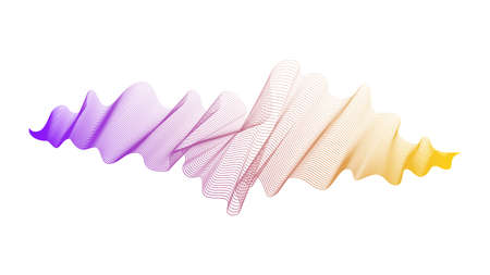 Abstract backdrop with orange and purple wave gradient lines on white background. Modern technology...