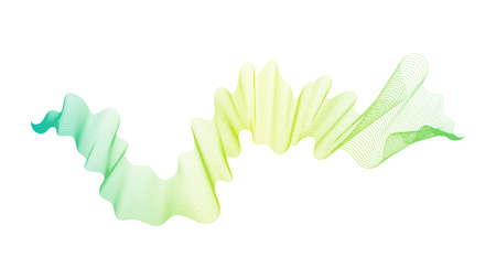 Abstract backdrop with green wave gradient lines on white background. Modern technology background,...