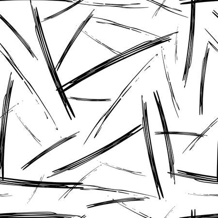Seamless pattern with black pencil brushstrokes in abstract shapes on white background. Vector illustrationのイラスト素材