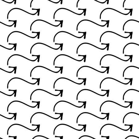 Seamless pattern with black hand drawn doodle arrows on white background. Abstract grunge texture. Vector illustrationのイラスト素材