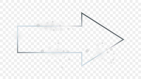 Silver glowing arrow shape frame with sparkles isolated on transparent background. Shiny frame with glowing effects. Vector illustrationのイラスト素材
