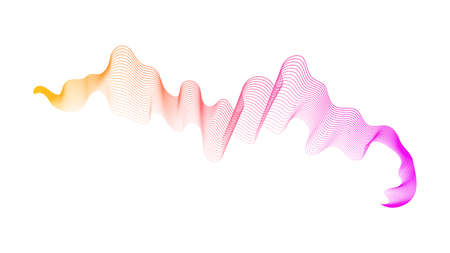 Abstract backdrop with pink and yellow wave gradient lines on white background. Modern technology...