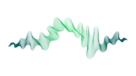 Abstract backdrop with green wave gradient lines on white background. Modern technology background,...