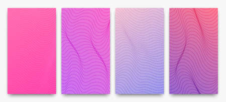 Set of pink halftone gradient backgrounds with dots. Abstract dotted pop art patterns in comic...