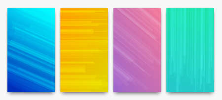 Set of four modern colorful gradient backgrounds with lines. Bright geometric abstract presentation...