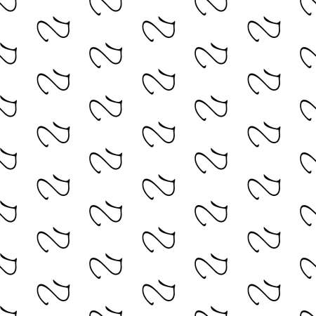 Seamless pattern with black sketch hand drawn round squiggle shape on white background. Abstract grunge texture. Vector illustrationのイラスト素材
