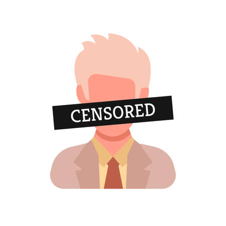 Icon of a man with a black Censored sign on his face. Vector illustrationのイラスト素材