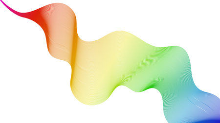 Abstract backdrop with colorful wave gradient lines on white background. Modern technology background, wave design. Vector illustrationのイラスト素材