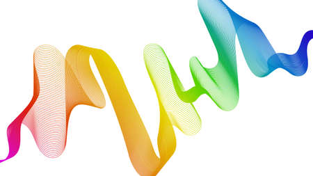 Abstract backdrop with colorful wave gradient lines on white background. Modern technology background, wave design. Vector illustrationのイラスト素材