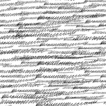 Seamless pattern with black pencil brushstrokes in abstract shapes on white background. Vector illustrationのイラスト素材