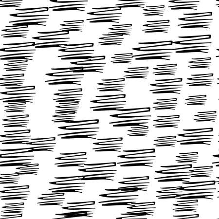 Seamless pattern with black pencil brushstrokes in abstract shapes on white background. Vector illustrationのイラスト素材