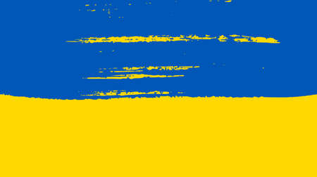 Ukrainian national flag in grunge style. Painted with a brush stroke flag of Ukraine. vector illustrationのイラスト素材