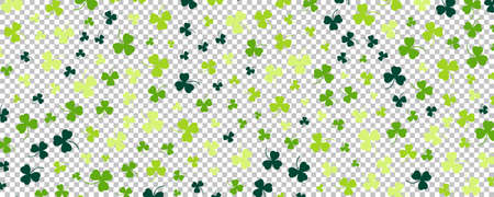 Happy Saint Patrick's day background. Green clover leaves on transparent background. vector illustrationのイラスト素材