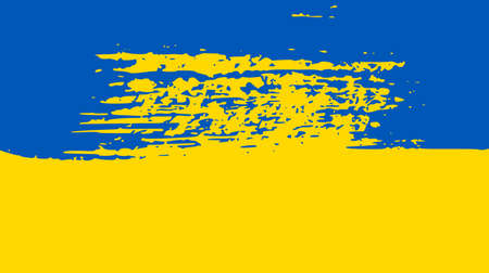 Ukrainian national flag in grunge style. Painted with a brush stroke flag of Ukraine. vector illustrationのイラスト素材