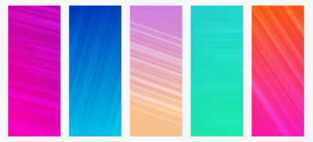 Set of five modern colorful gradient backgrounds with lines. Bright geometric abstract presentation backdrops. vector illustrationのイラスト素材