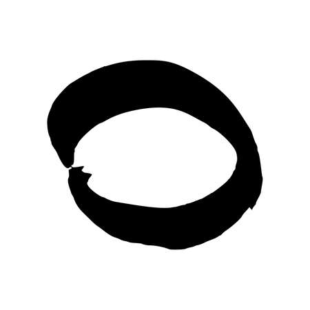 Black grunge brush stroke in circle form. Painted ink circle. Ink spot isolated on white background. Vector illustrationのイラスト素材