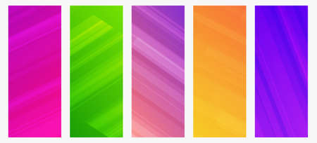 Set of five modern colorful gradient backgrounds with lines. Bright geometric abstract presentation backdrops. vector illustrationのイラスト素材