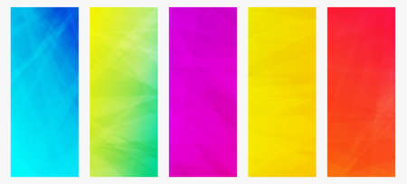 Set of five modern colorful gradient backgrounds with lines. Bright geometric abstract presentation...