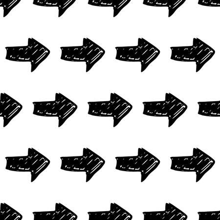 Seamless pattern with black hand drawn arrows on white background. vector illustrationのイラスト素材