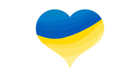 Heart in Ukrainian colors. Yellow and blue heart on white background. vector illustrationのイラスト素材