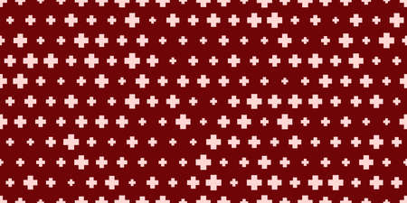 hospital Seamless background with plus symbols. White symbol of medicine on a red background. vector illustrationのイラスト素材