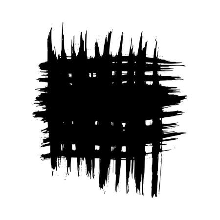 Black brush stroke in square shape. Hand drawn ink spot isolated on white background. vector illustrationのイラスト素材
