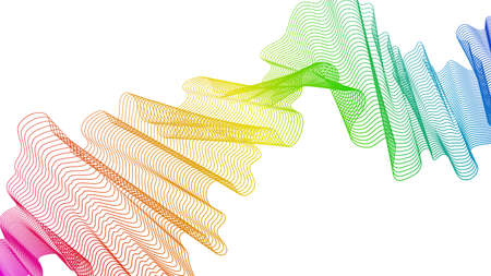 Abstract backdrop with colorful wave gradient lines on white background. Modern technology background, wave design. Vector illustrationのイラスト素材