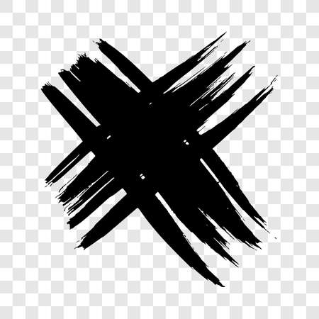 Hand drawn cross symbol. Black sketch cross symbol on transparent background. Vector illustrationのイラスト素材