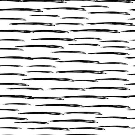 Seamless pattern with black pencil brushstrokes in abstract shapes on white background. Vector illustrationのイラスト素材
