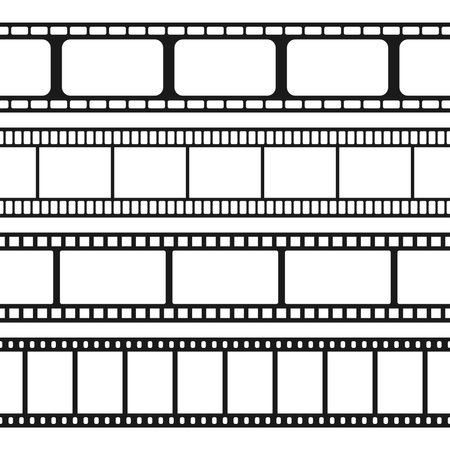 Set of seamless film strips. Tape of movie template on white background. vector illustrationのイラスト素材