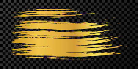 Gold brush stroke. Hand drawn ink spot isolated on dark background. vector illustrationのイラスト素材