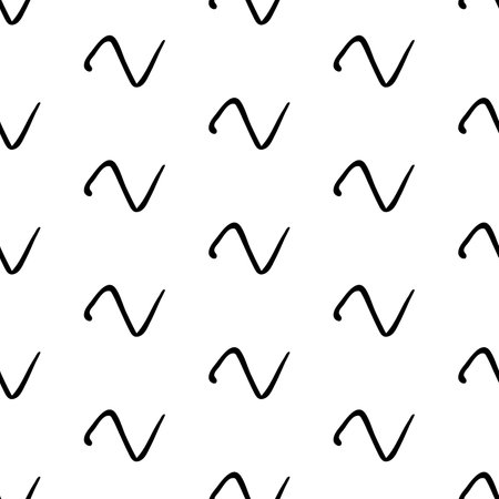 Seamless pattern with black sketch hand drawn squiggle shape on white background. Abstract grunge texture. Vector illustrationのイラスト素材