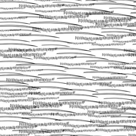 Seamless pattern with black pencil brushstrokes in abstract shapes on white background. Vector illustrationのイラスト素材