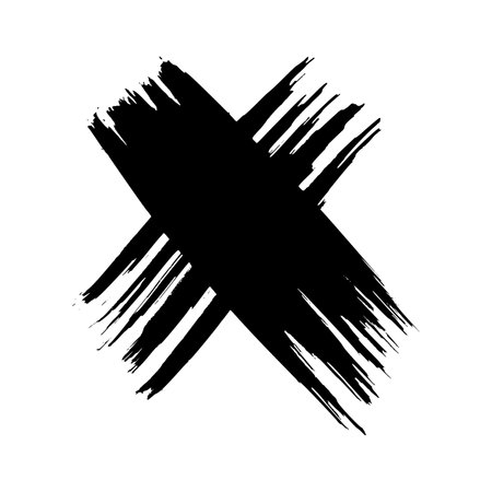 Hand drawn brush cross symbol. Black sketch cross symbol on white background. vector illustrationのイラスト素材