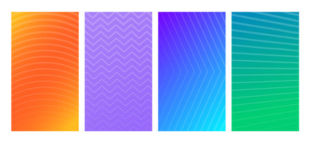 Set of modern gradient backgrounds with lines. header banner. Bright geometric abstract presentation backdrops. vector illustrationのイラスト素材